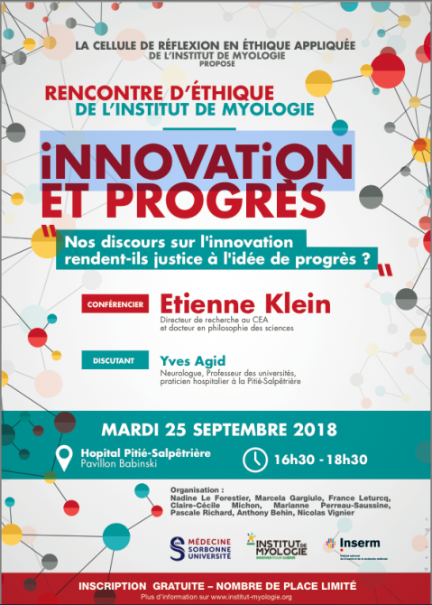 Affiche de la Rencontre d'Ethique Institut de Myologie du 25sept18